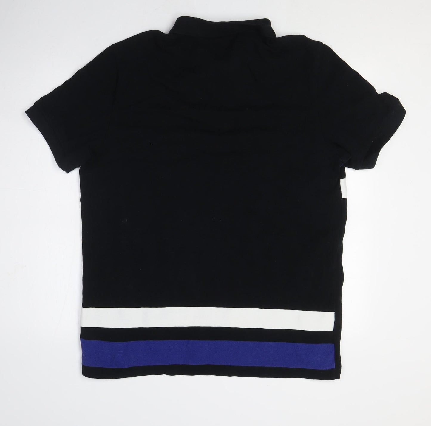 Fred Perry Men's Blue Black Colourblock Polo Shirt L