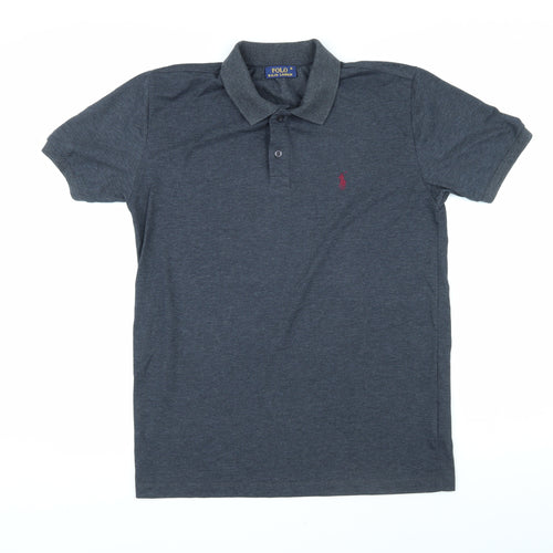 Polo Ralph Lauren Mens Grey Cotton Polo Size XL Collared Pullover - Polo logo
