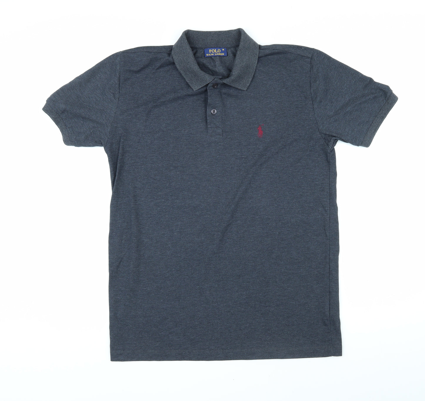 Polo Ralph Lauren Mens Grey Cotton Polo Size XL Collared Pullover - Polo logo