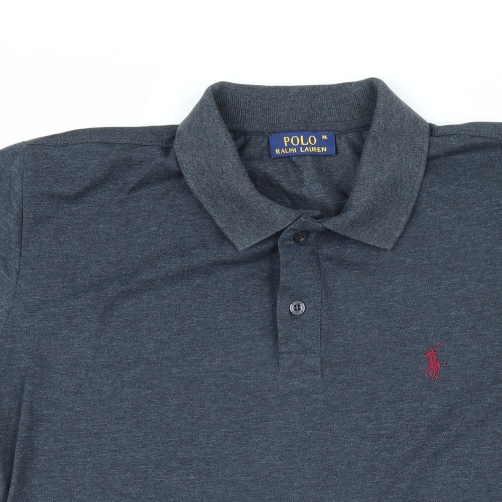 Polo Ralph Lauren Mens Grey Cotton Polo Size XL Collared Pullover - Polo logo