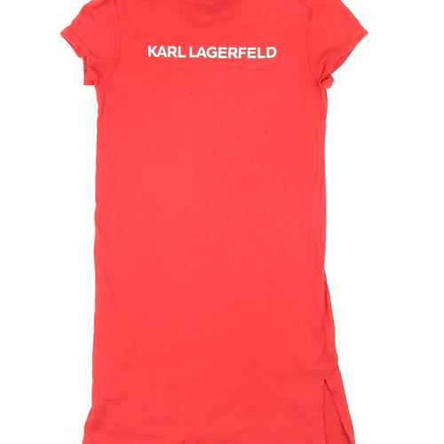 Karl Lagerfeld Girls Red Solid 100% Cotton Top Nightshirt Size 8 Years Pullover - Karl Lagerfeld