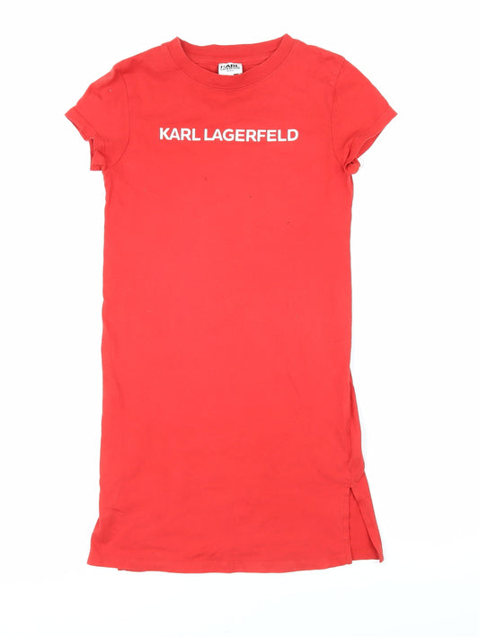 Karl Lagerfeld Girls Red Solid 100% Cotton Top Nightshirt Size 8 Years Pullover - Karl Lagerfeld