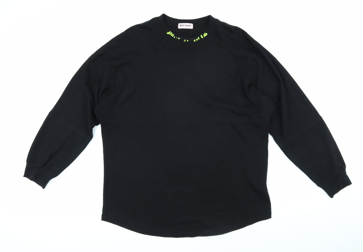 Palm Angels Mens Black Herringbone Cotton T-Shirt Size M Round Neck