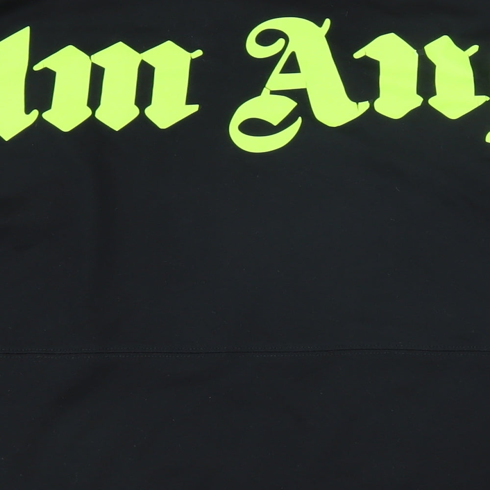 Palm Angels Mens Black Herringbone Cotton T-Shirt Size M Round Neck