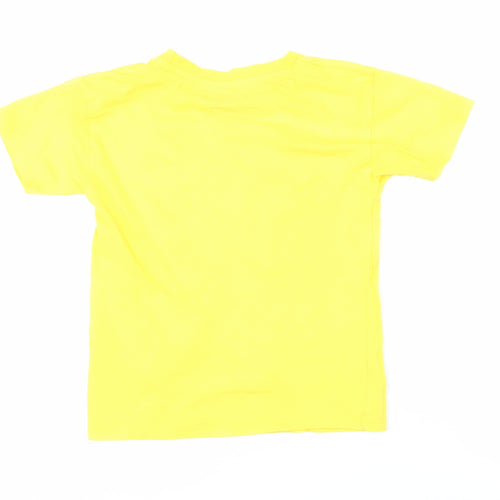Disney Girls Yellow 100% Cotton Basic T-Shirt Size 7-8 Years Round Neck Pullover - Mickey Mouse & Friends