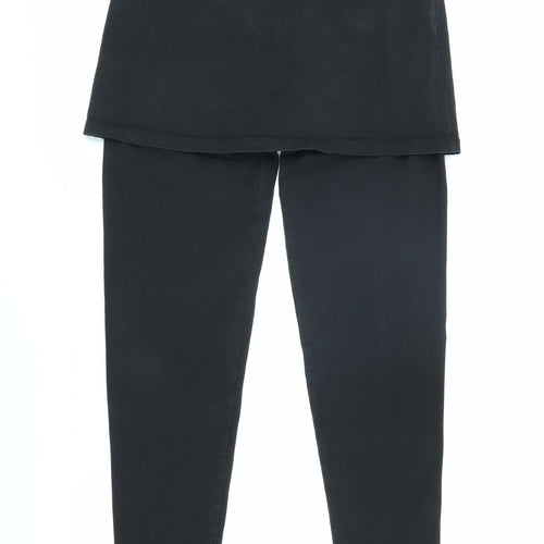 Joe Browns Womens Black Cotton Jogger Leggings Size 8 L26 in - Mock skirt effect & elasticated waist