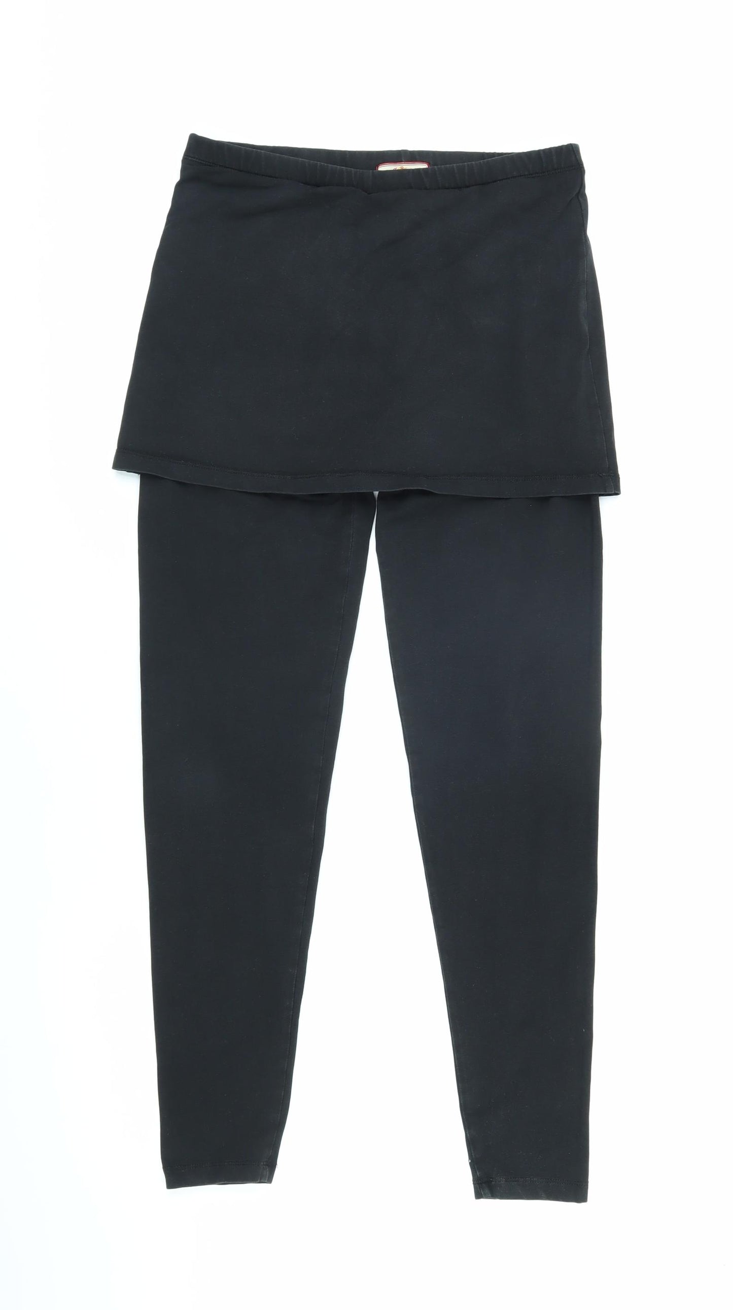 Joe Browns Womens Black Cotton Jogger Leggings Size 8 L26 in - Mock skirt effect & elasticated waist