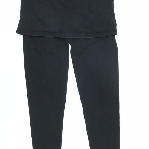 Joe Browns Womens Black Cotton Jogger Leggings Size 8 L26 in - Mock skirt effect & elasticated waist