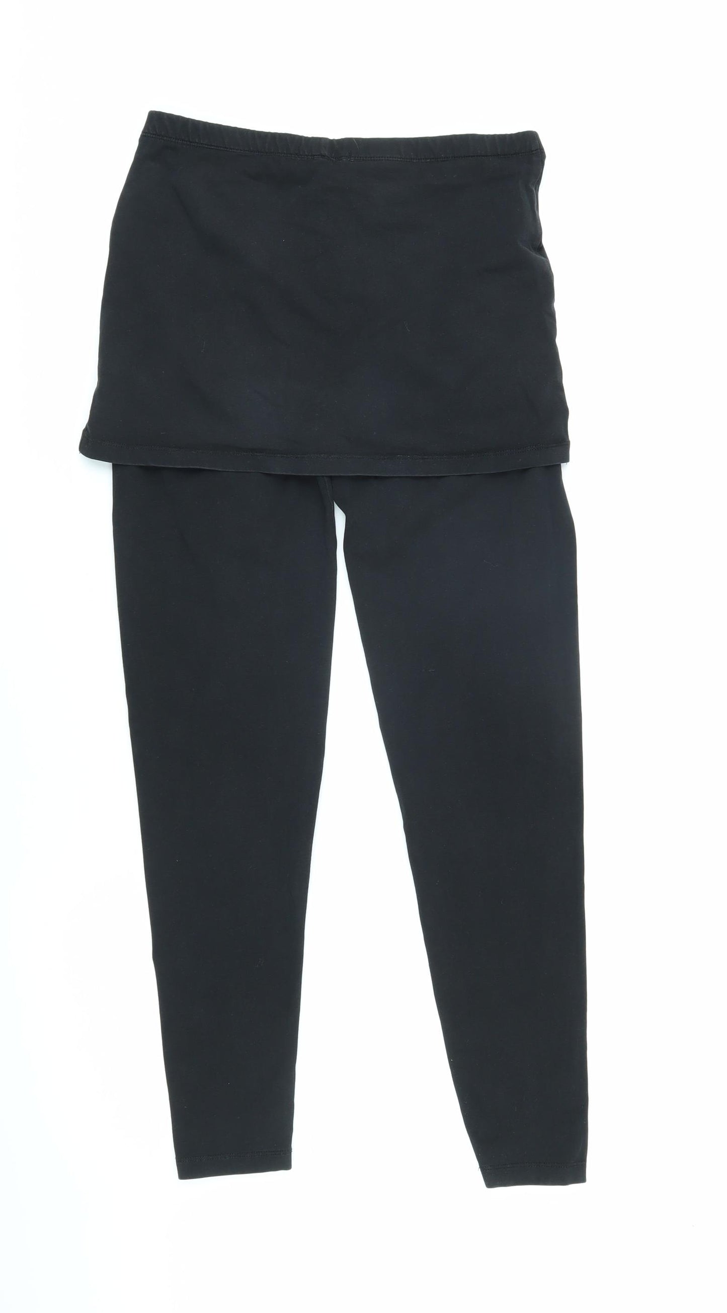 Joe Browns Womens Black Cotton Jogger Leggings Size 8 L26 in - Mock skirt effect & elasticated waist