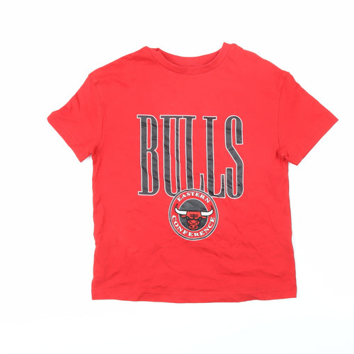 NBA Boys Red Cashmere Basic T-Shirt Size 6-7 Years Round Neck Pullover - BULLS Eastern Conference