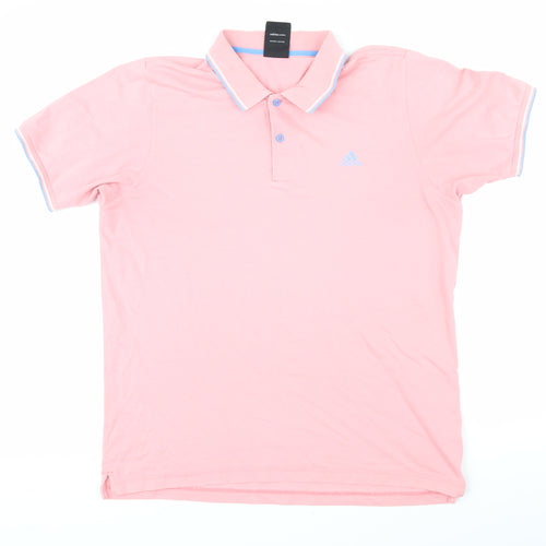 Addidas Womens Pink Cotton Basic Polo Size L Collared