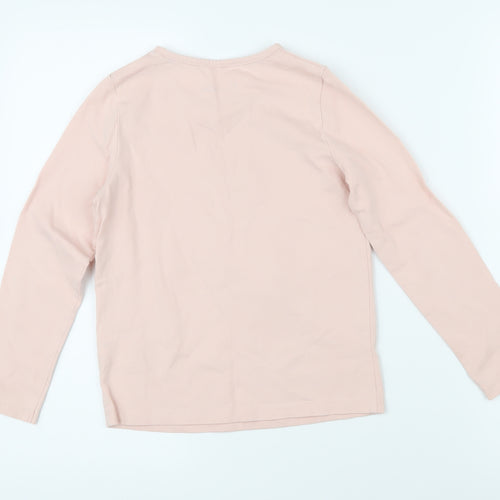 Mini Boden Girls Pink 100% Cotton Basic T-Shirt Size 8-9 Years Round Neck Pullover - Kangaroo applique