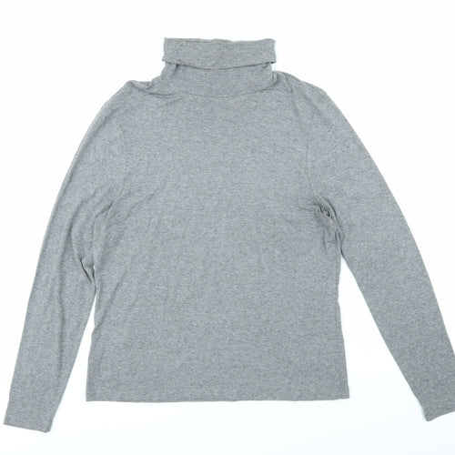 Laura Ashley Womens Grey Viscose Basic T-Shirt Size 14 High Neck