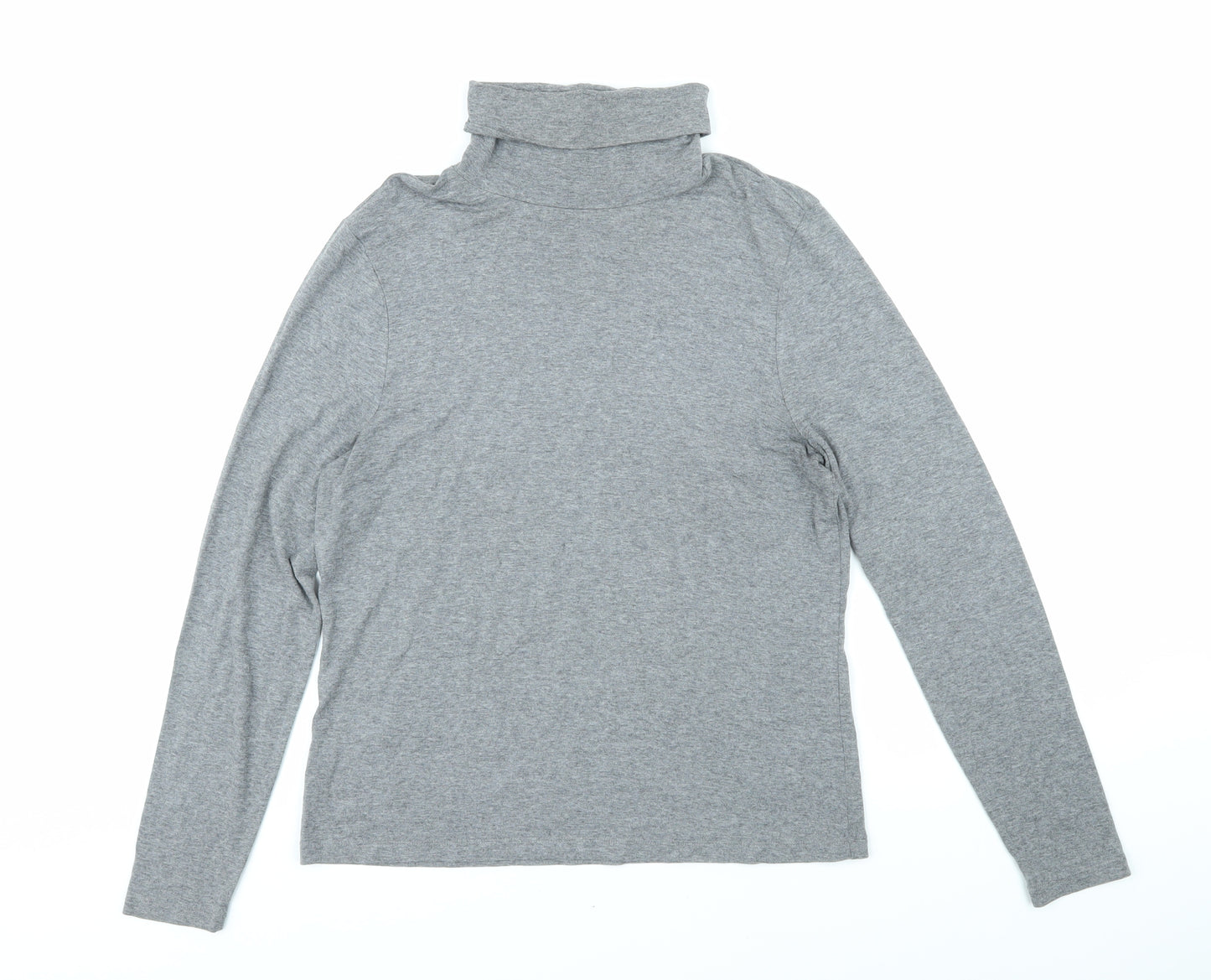 Laura Ashley Womens Grey Viscose Basic T-Shirt Size 14 High Neck