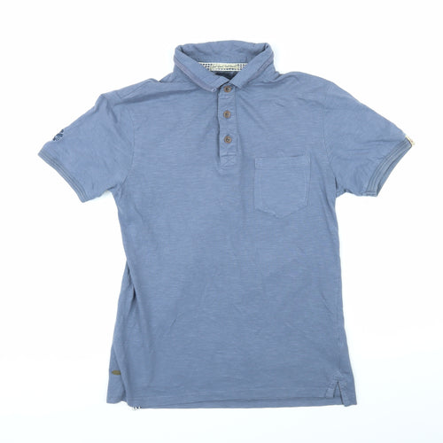 Tokyo Laundry Mens Blue 100% Cotton Polo Size S Collared Button