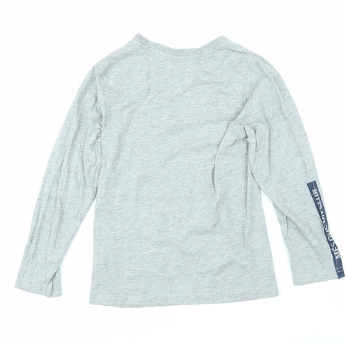 FCB Boys Grey Cotton Basic T-Shirt Size 8 Years Roll Neck Pullover - Barca 1899