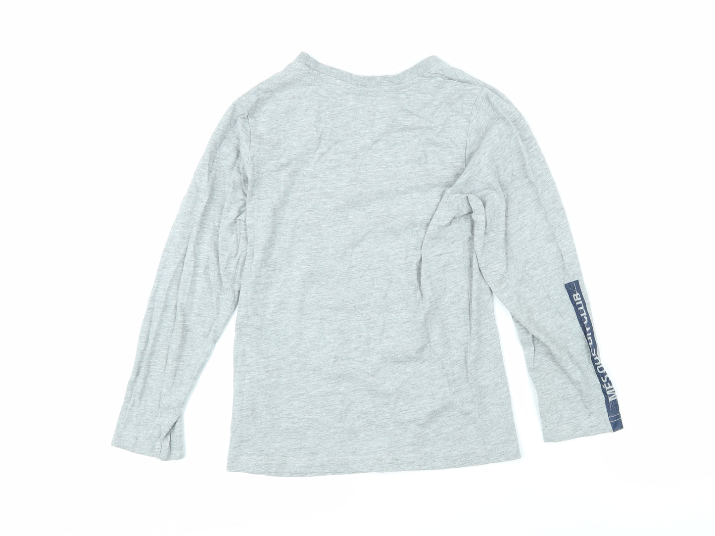 FCB Boys Grey Cotton Basic T-Shirt Size 8 Years Roll Neck Pullover - Barca 1899