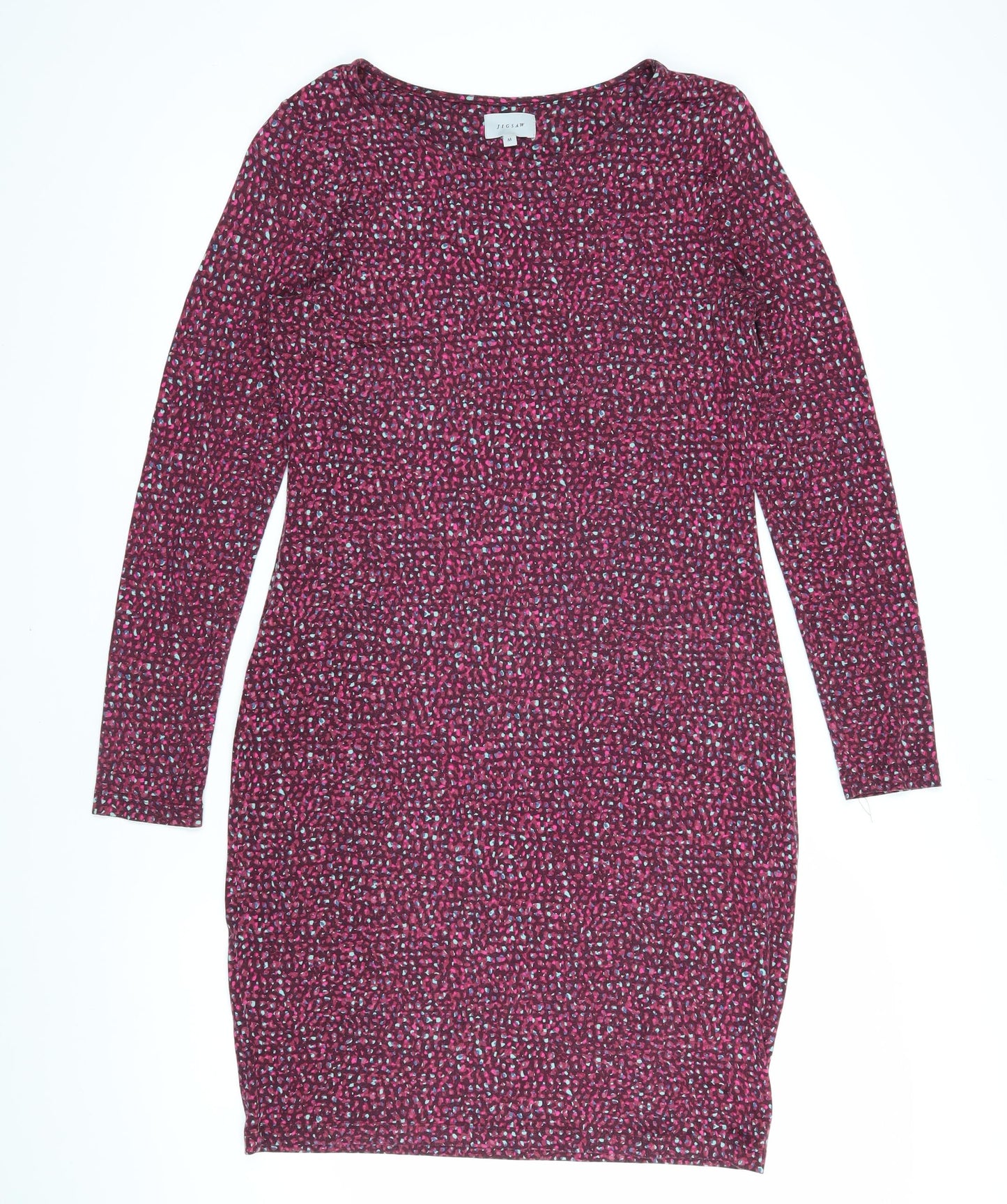 Jigsaw Womens Multicoloured Geometric Viscose T-Shirt Dress Size M Boat Neck Pullover - Lined