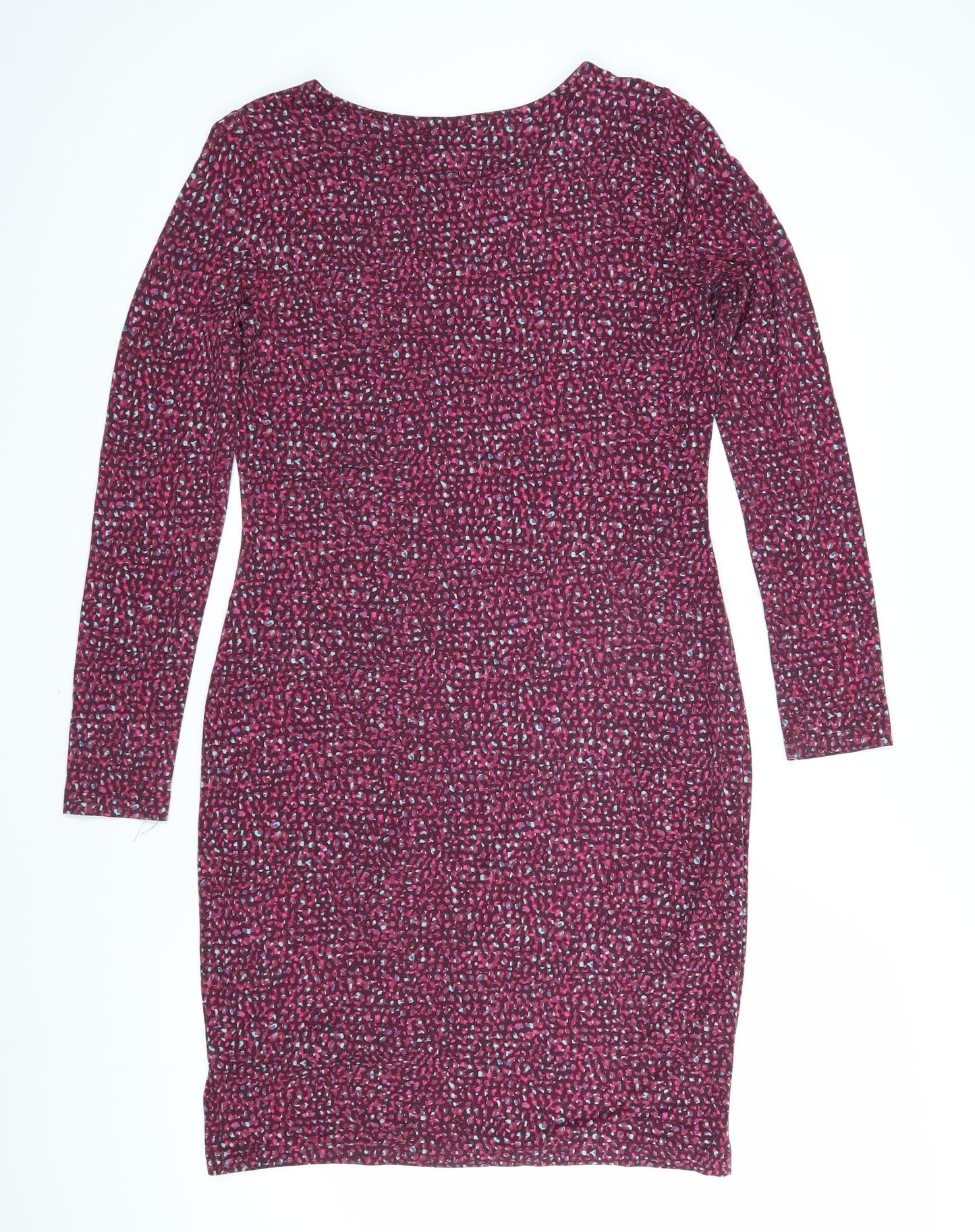 Jigsaw Womens Multicoloured Geometric Viscose T-Shirt Dress Size M Boat Neck Pullover - Lined
