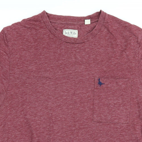 Jack Wills Womens Red Cotton Basic T-Shirt One Size Round Neck