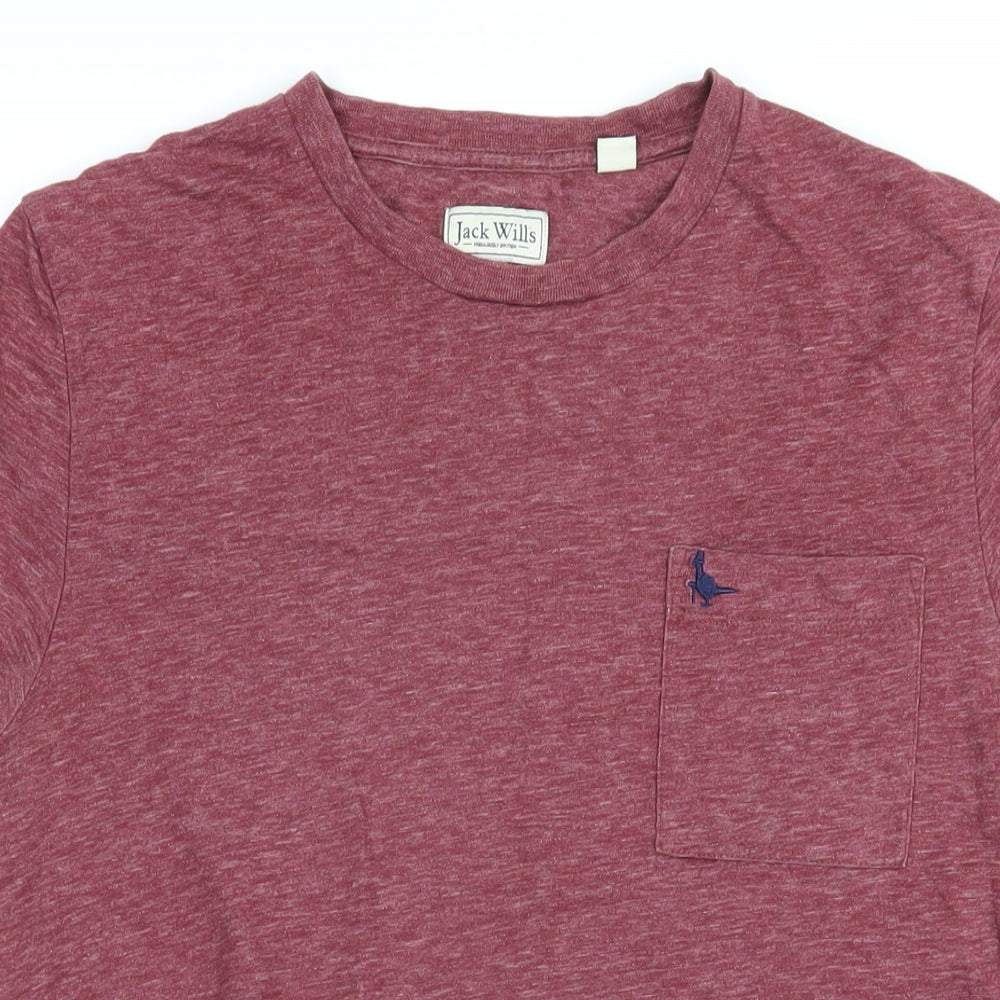 Jack Wills Womens Red Cotton Basic T-Shirt One Size Round Neck