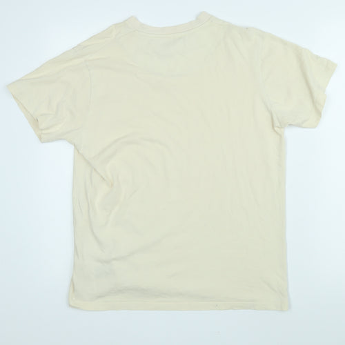 Route 21 Mens Ivory Cotton T-Shirt Size S Round Neck