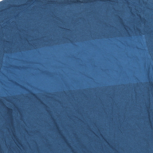 Universal Works Mens Blue Colourblock Cotton T-Shirt Size S Round Neck