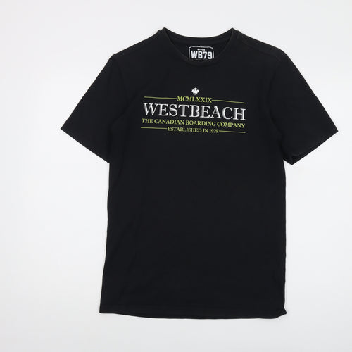 Westbeach Mens Black Cotton T-Shirt Size S Crew Neck