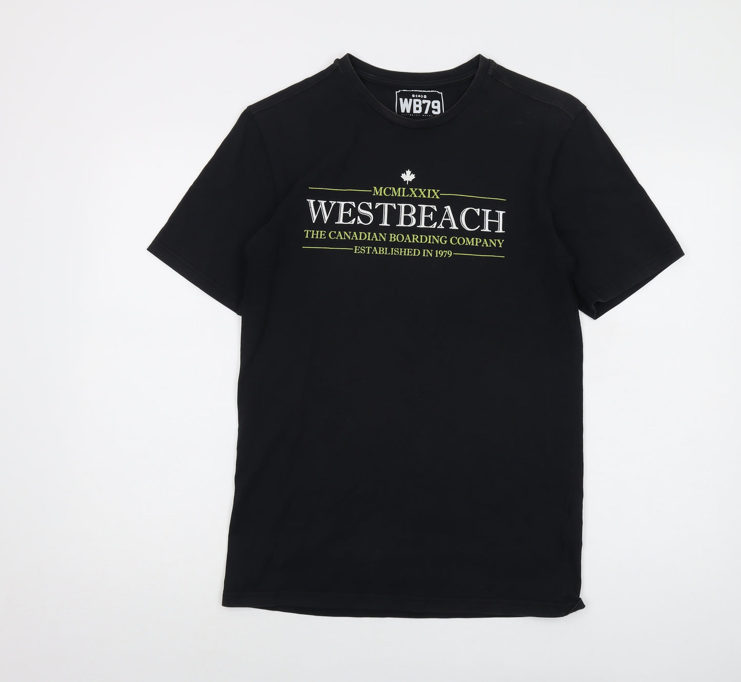 Westbeach Mens Black Cotton T-Shirt Size S Crew Neck