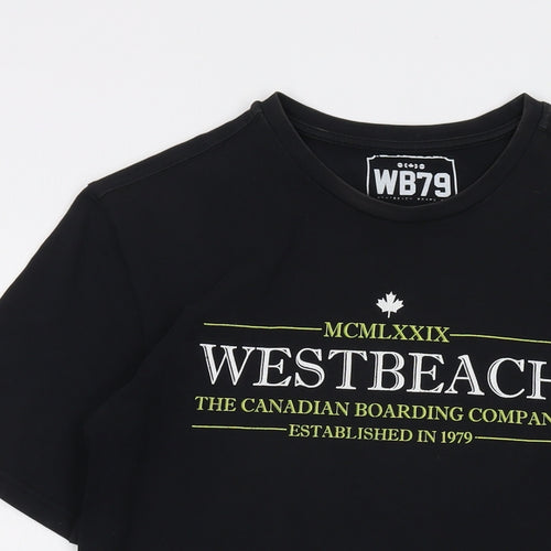 Westbeach Mens Black Cotton T-Shirt Size S Crew Neck