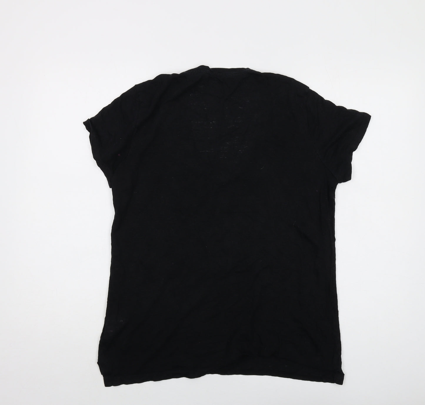 Gap Womens Black Linen Basic T-Shirt Size M V-Neck