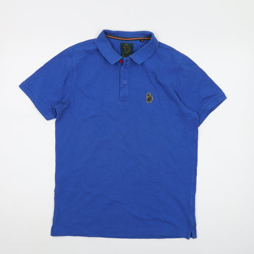 Luke Sport Mens Blue Cotton Polo Size M Collared Button