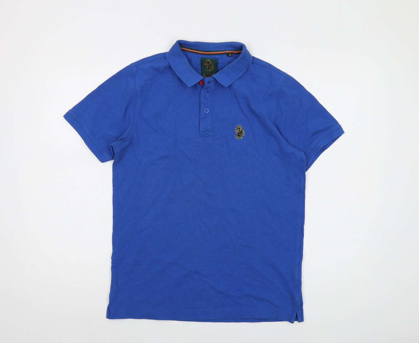 Luke Sport Mens Blue Cotton Polo Size M Collared Button