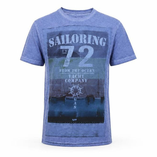 GAS Mens Blue Cotton T-Shirt Size L Crew Neck