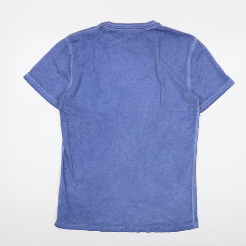 GAS Mens Blue Cotton T-Shirt Size L Crew Neck