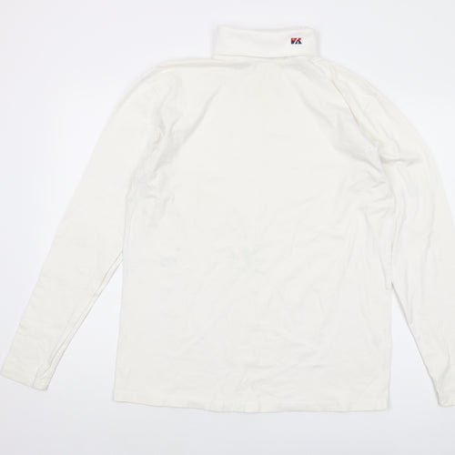 Cutter & Buck Mens Ivory Cotton T-Shirt Size L Roll Neck