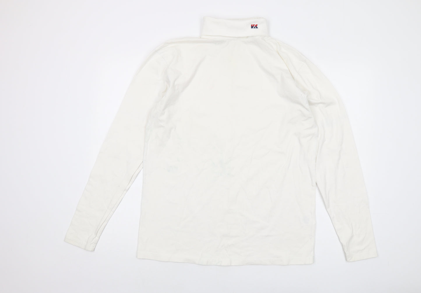 Cutter & Buck Mens Ivory Cotton T-Shirt Size L Roll Neck