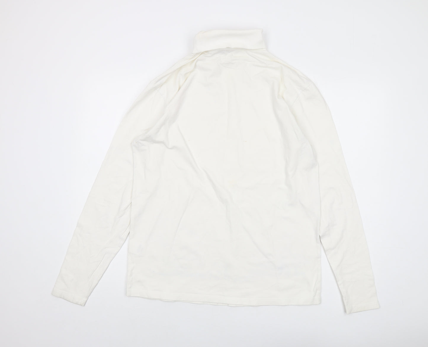 Cutter & Buck Mens Ivory Cotton T-Shirt Size L Roll Neck