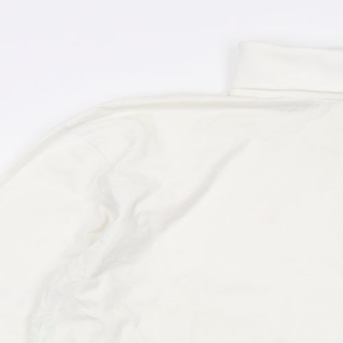 Cutter & Buck Mens Ivory Cotton T-Shirt Size L Roll Neck