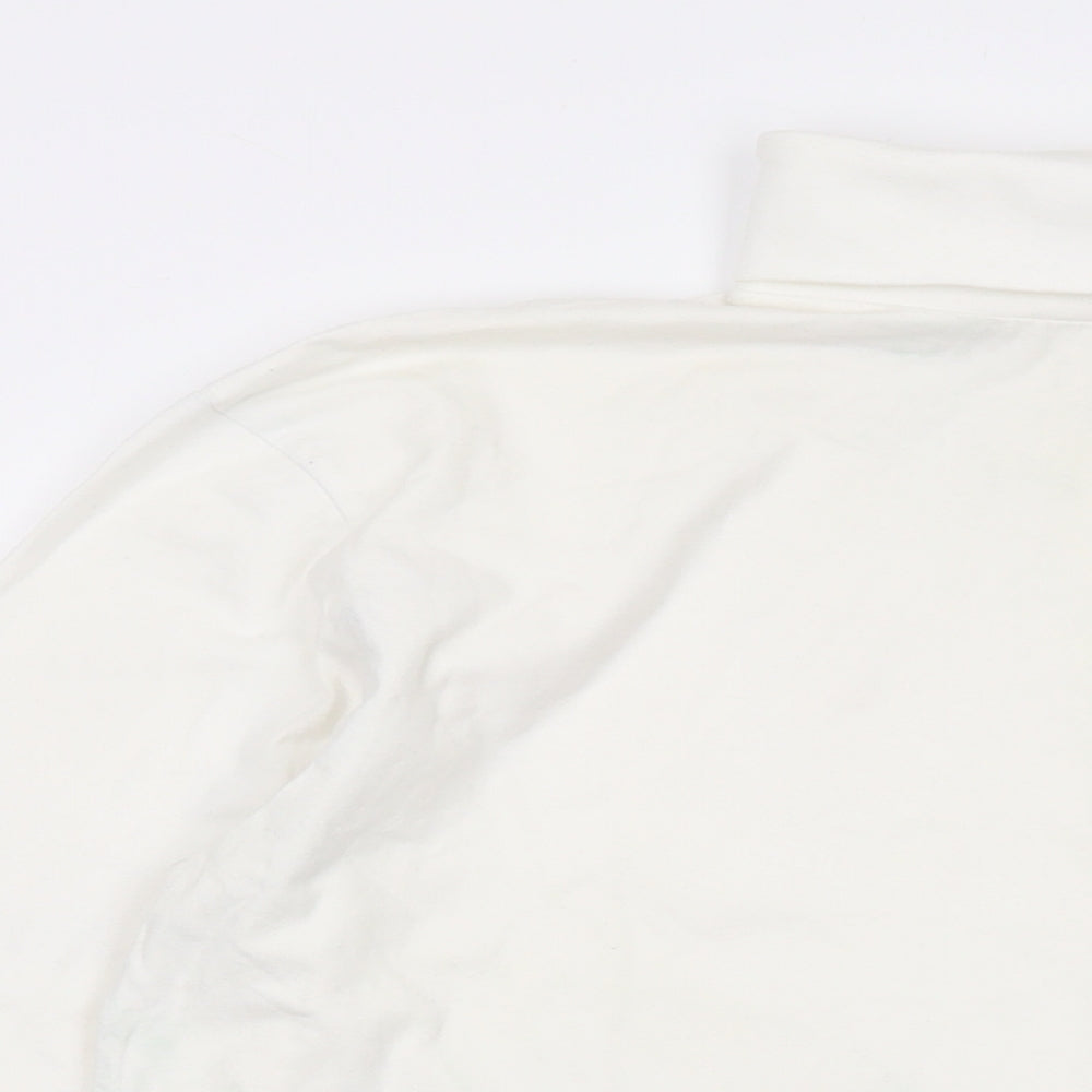 Cutter & Buck Mens Ivory Cotton T-Shirt Size L Roll Neck