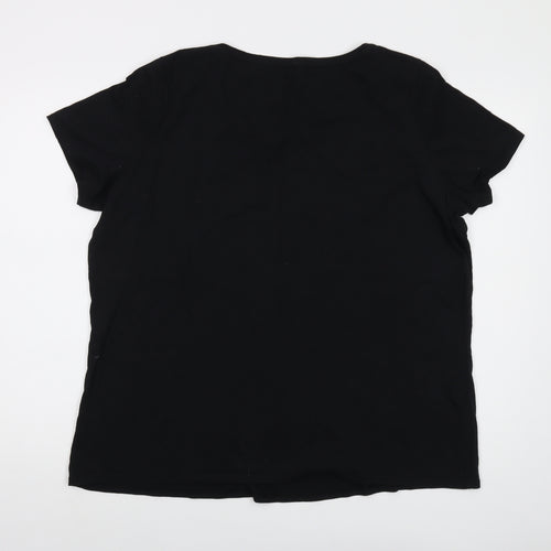 Pudsey Womens Black Cotton Basic T-Shirt Size 22 Crew Neck - Sequins