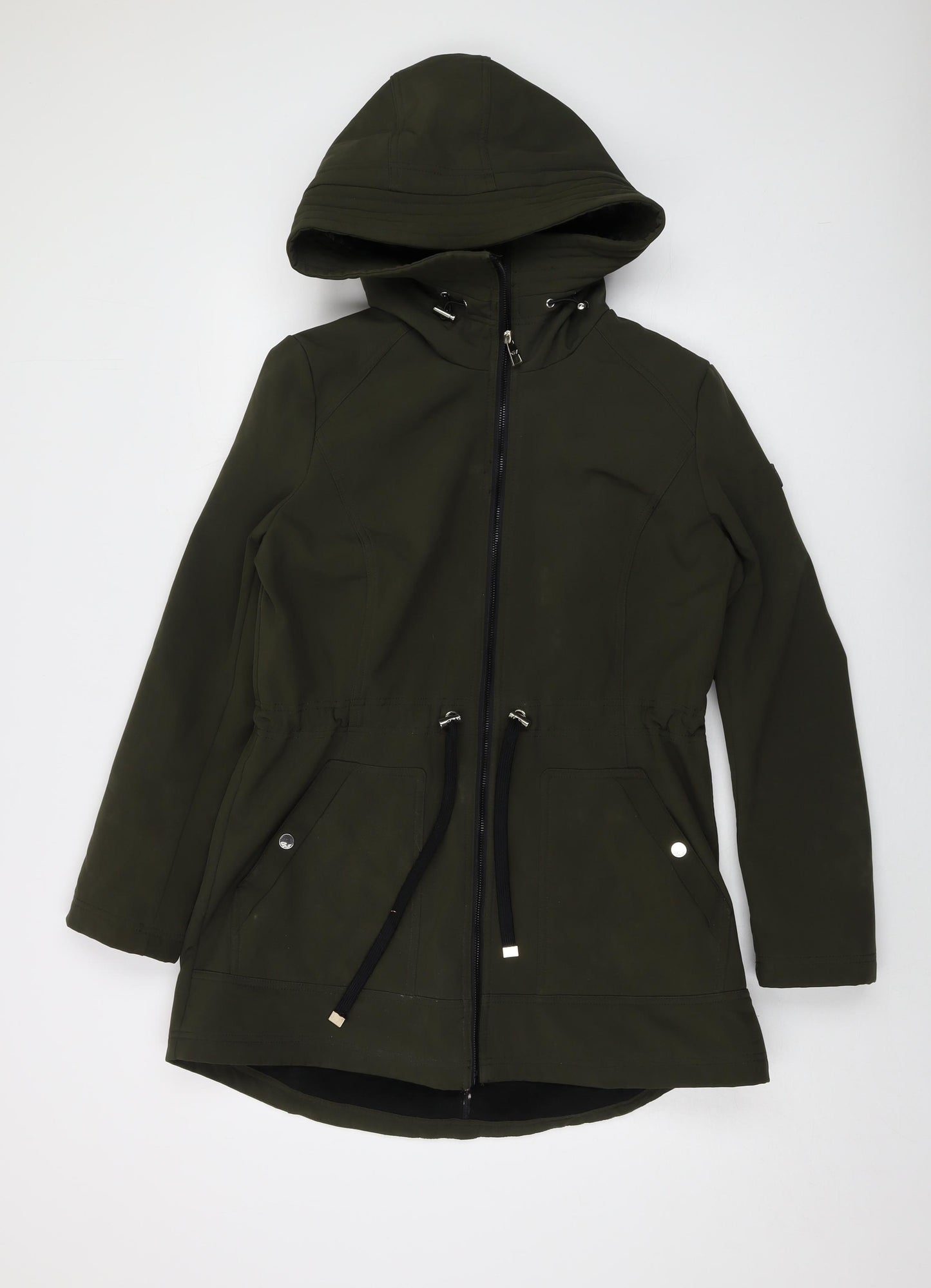 Eliza J Womens Green Parka Coat Size M Zip