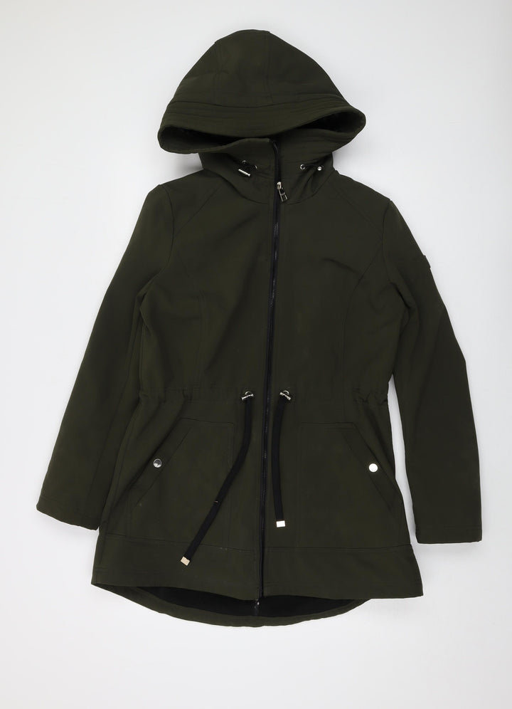 Eliza J Womens Green Parka Coat Size M Zip
