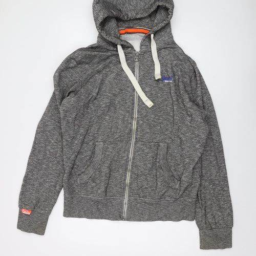 Superdry Mens Grey Cotton Full Zip Hoodie Size XL