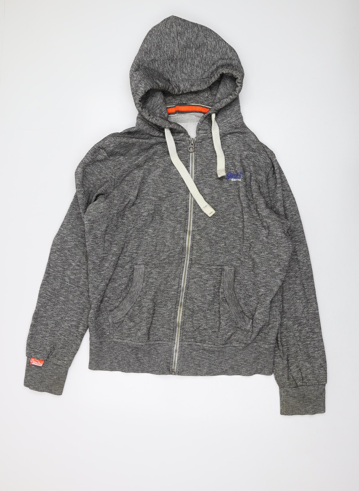 Superdry Mens Grey Cotton Full Zip Hoodie Size XL