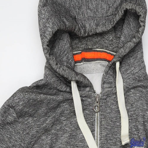 Superdry Mens Grey Cotton Full Zip Hoodie Size XL