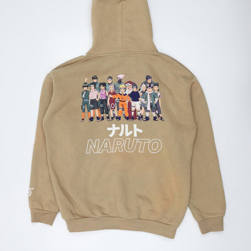 Naruto Mens Beige Cotton Pullover Hoodie Size M