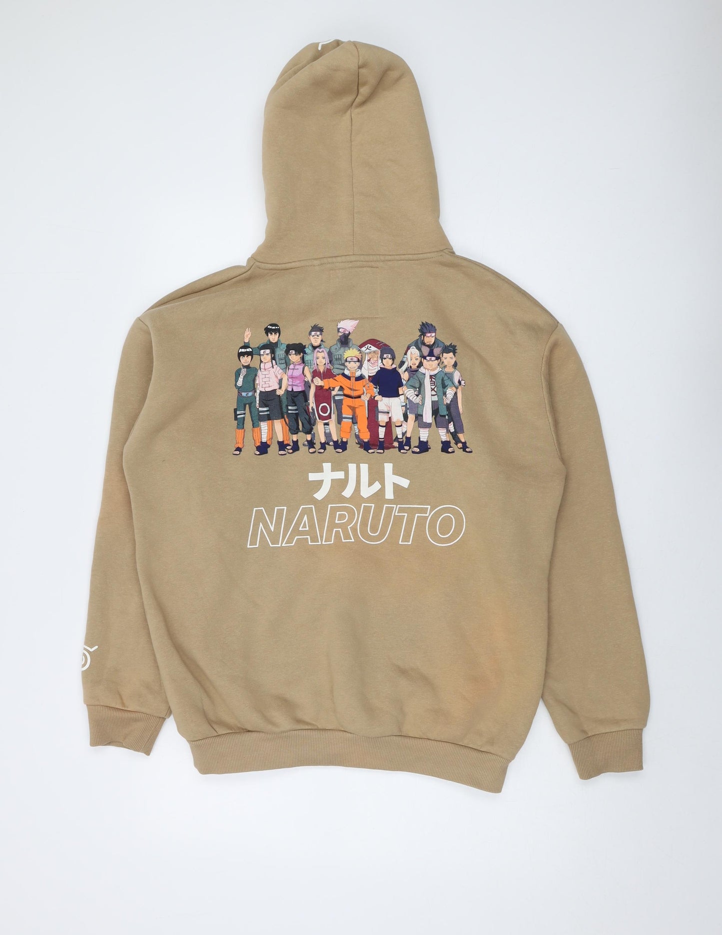 Naruto Mens Beige Cotton Pullover Hoodie Size M