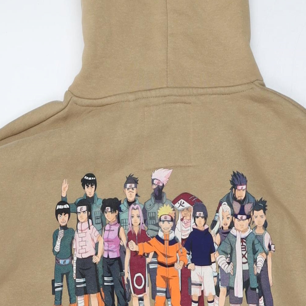 Naruto Mens Beige Cotton Pullover Hoodie Size M