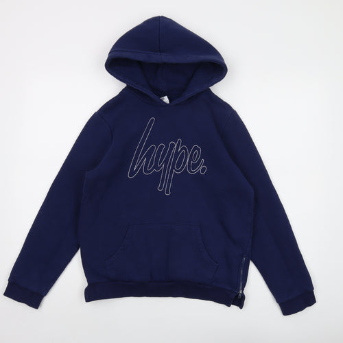 Hype Boys Blue Cotton Pullover Hoodie Size 14 Years Pullover